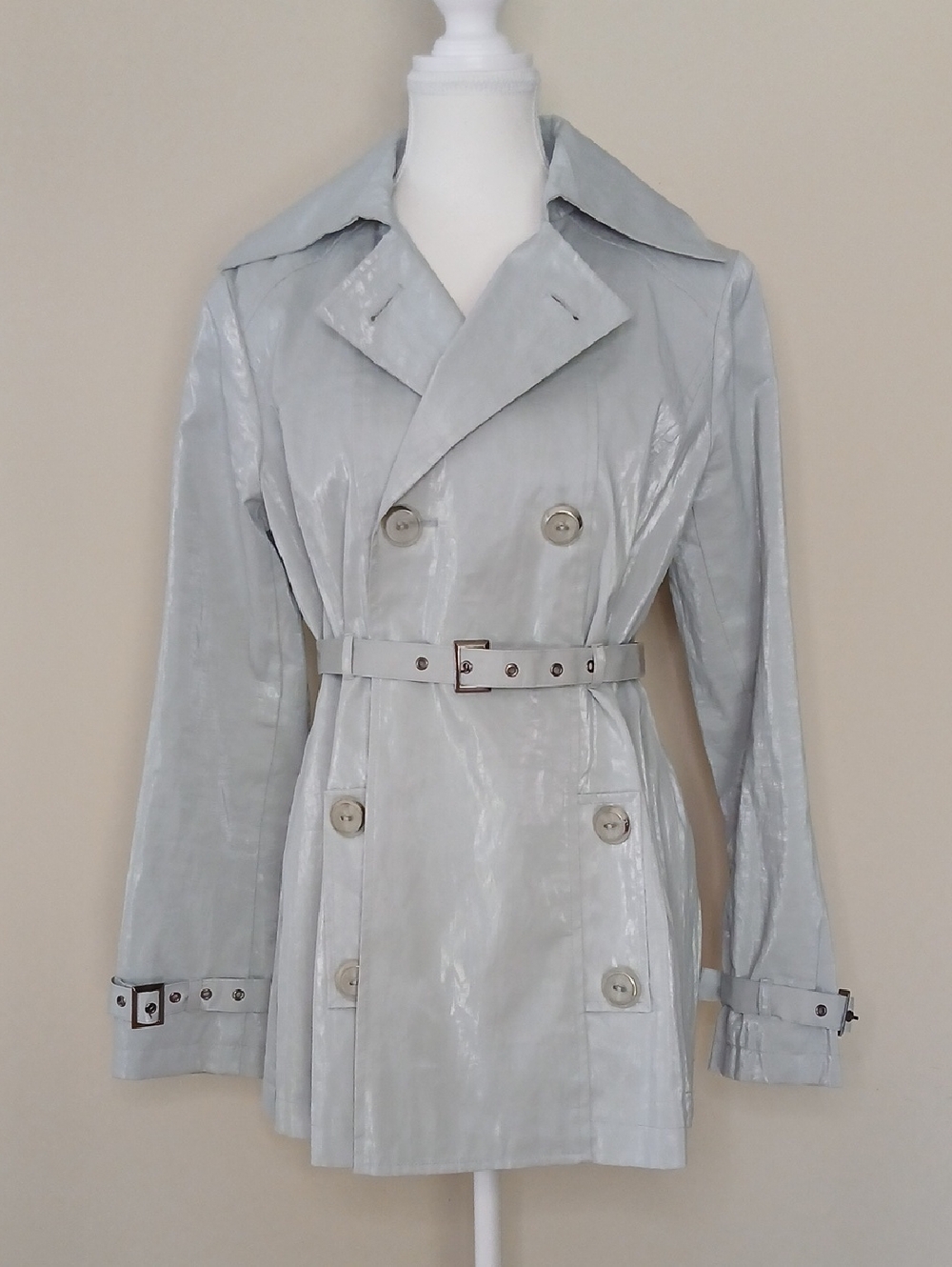 Nicole Benisti  Belted Trench Jacket Linen Size Large